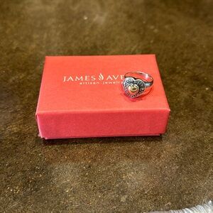 Retired James Avery Silver and Gold Heart Ring Size 7